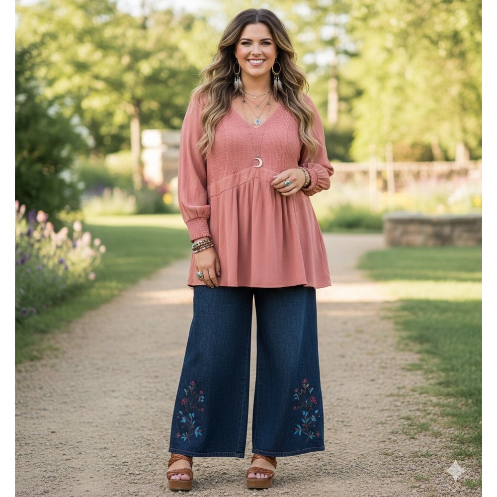 Torrid Peplum Top‎ Womens 4 Plus Size Smocked Babydoll Boho Cottagecore Peasant